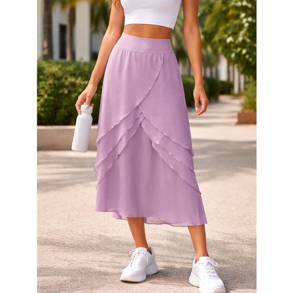 HALARA Lavender Tiered Midi Skirt - Picture 1 of 5